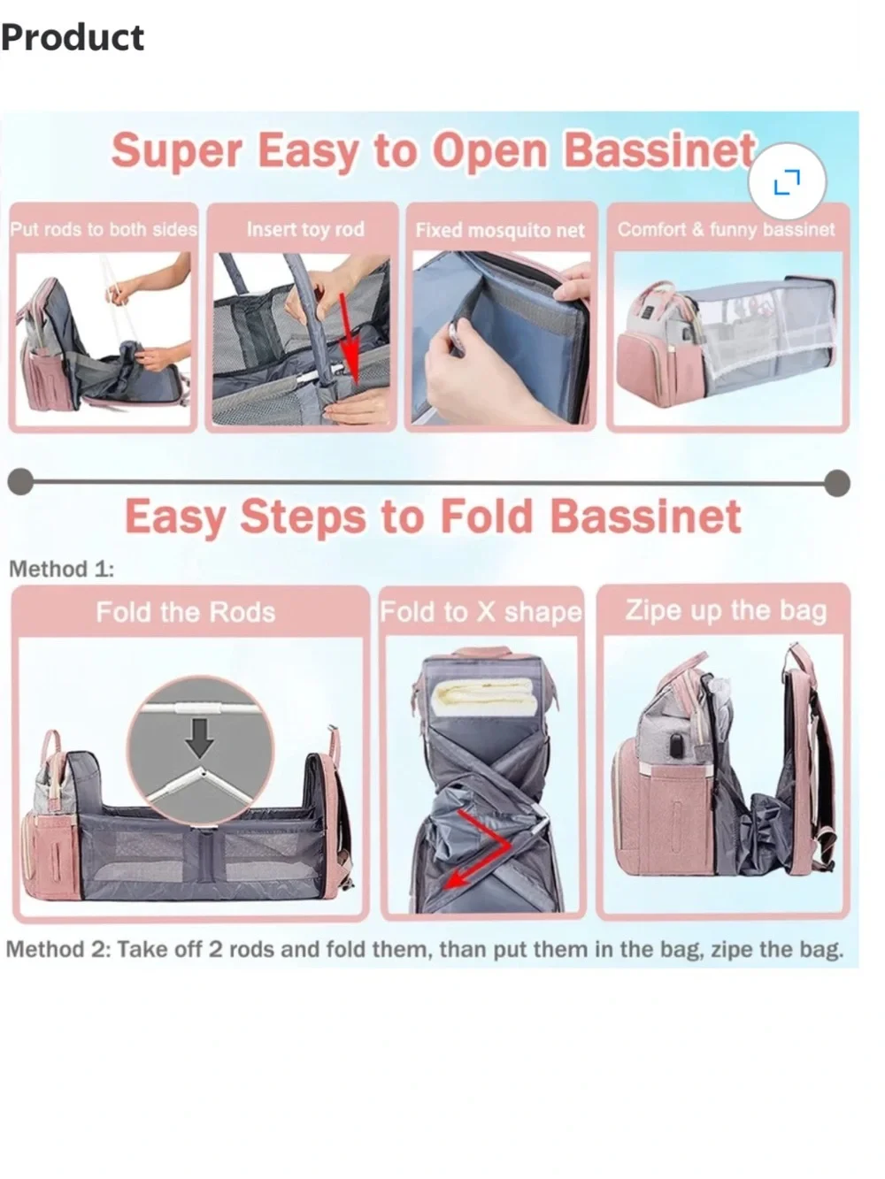 AND Pink & Gray Travel Backpack Tote